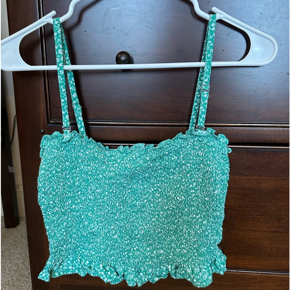 NWOT Hollister Green Floral Tank Top